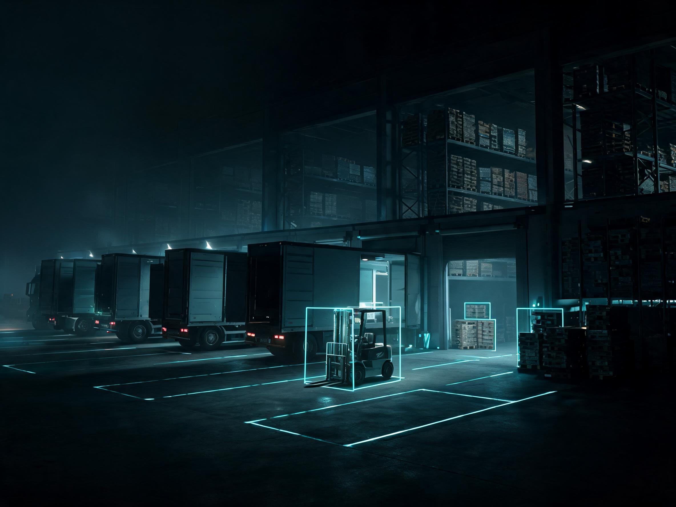Warehouse loading dock with AI zone overlays